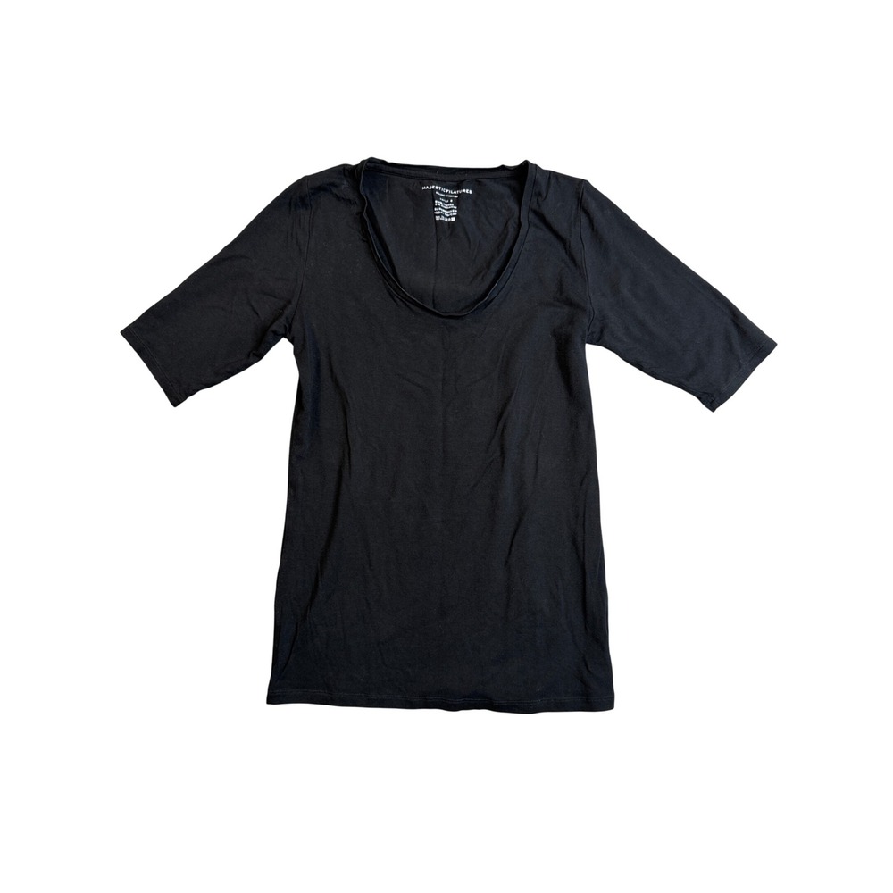 Majestic Filatures Deluxe Tee T Shirt Womens 2/M Black Soft Touch Luxury Minimal